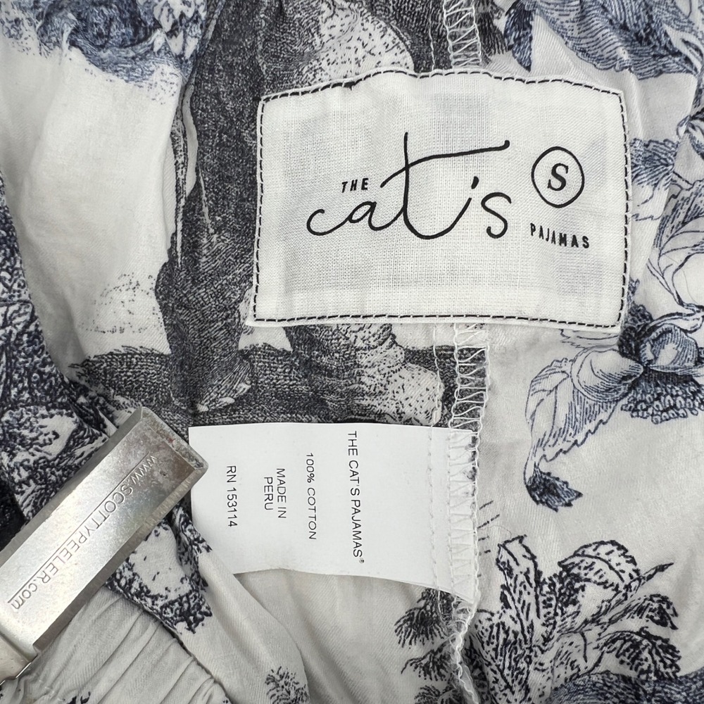 The Cat's Pajamas Safari Toile Luxe Pima Cotton Capri Pajama Set Size S Elephant - Picture 7 of 13